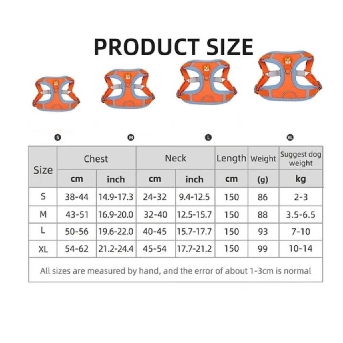 GENERICO - Pechera Premium Raza pequeña talla L  Naranja