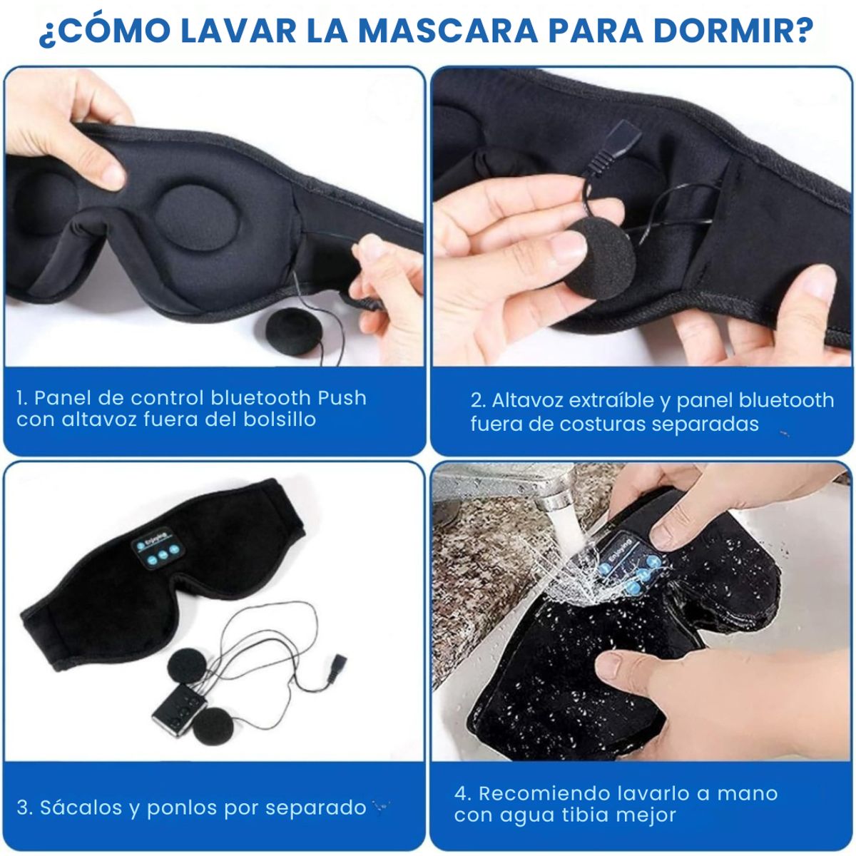 GENERICO - Antifaz Máscara para Dormir Viajero Auriculares Bluetooth Descanso