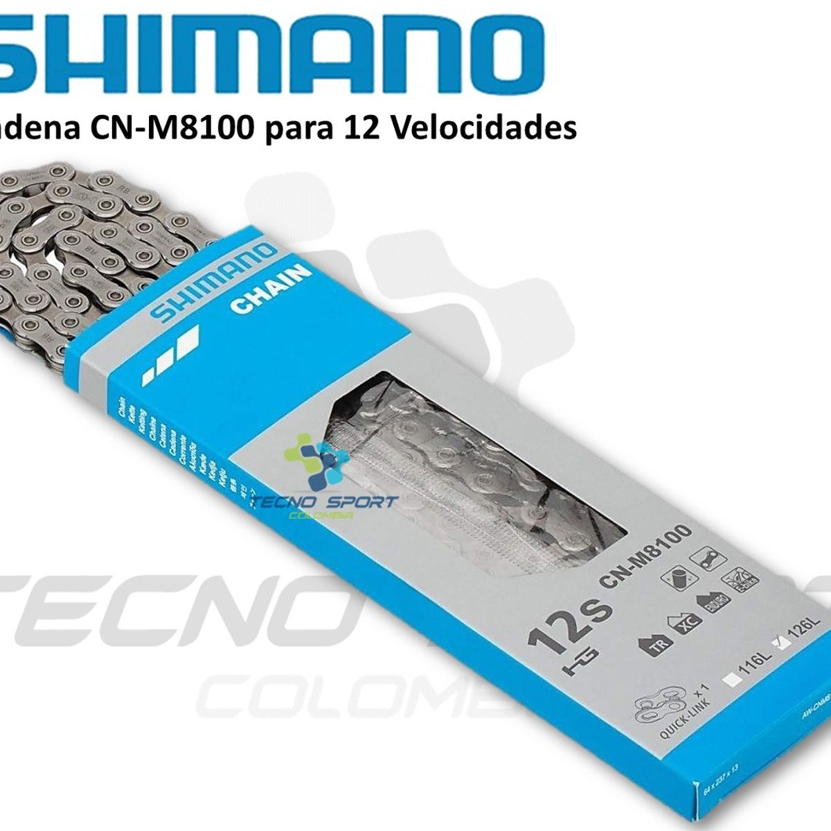 SHIMANO - Cadena Shimano Xt M8100 12 Velocidades Cadenilla Bicicleta