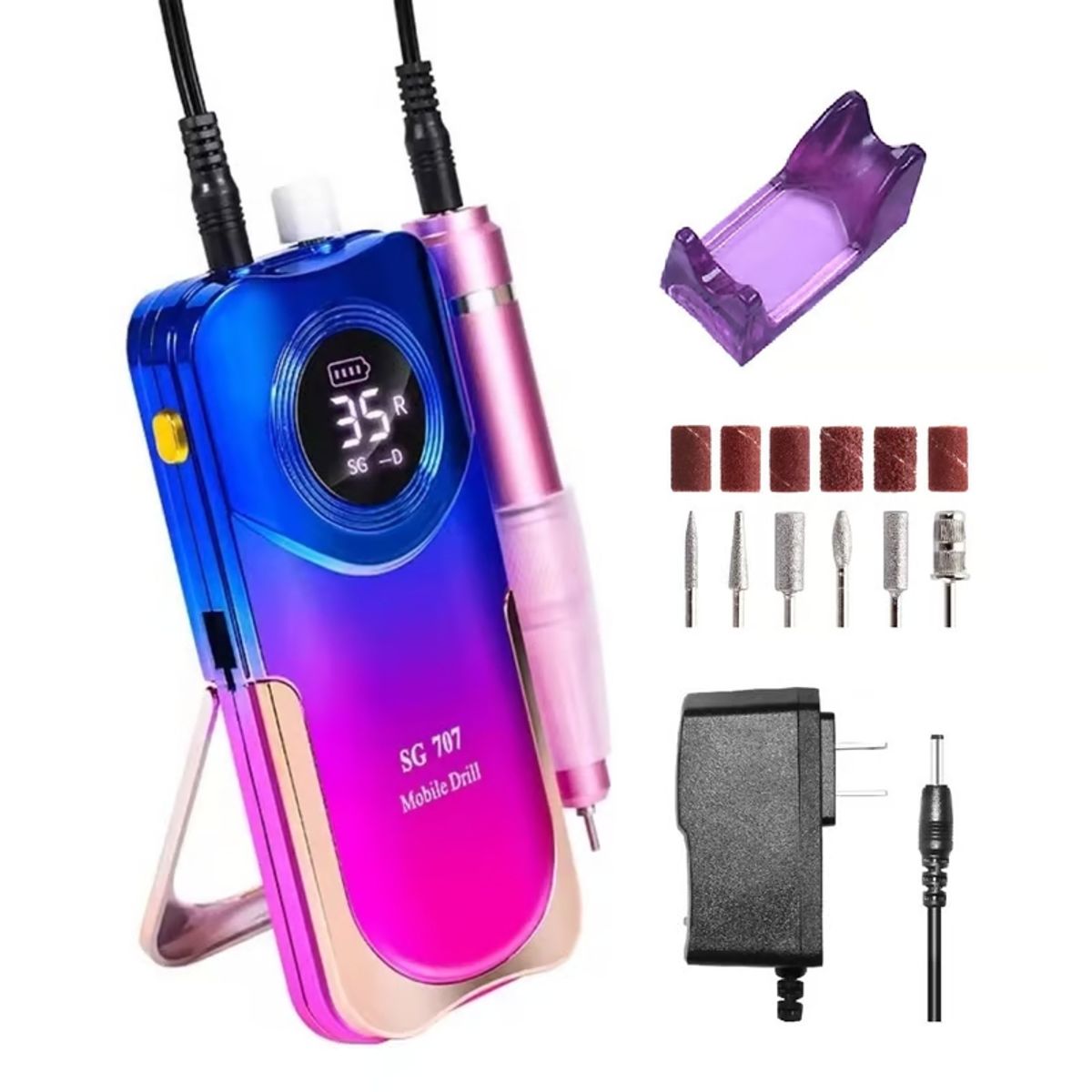 GENERICO - Drill Pulidor de Uñas Inalámbrico SG702 Tornasol 35000RPM