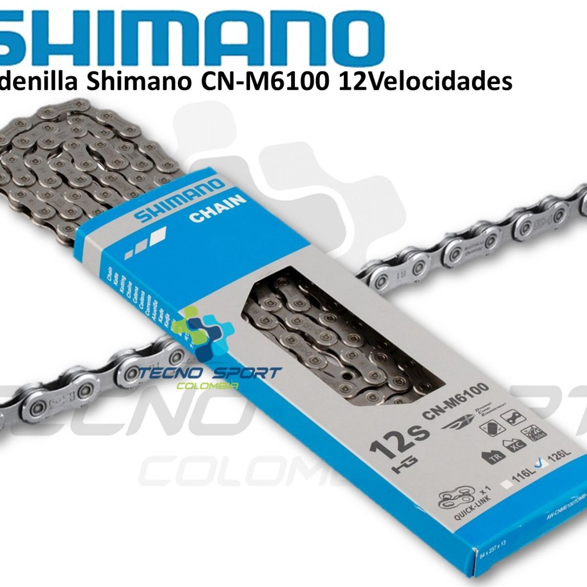 SHIMANO - Cadenilla Shimano M6100 12v Cadena Bicicleta 12 Velocidades