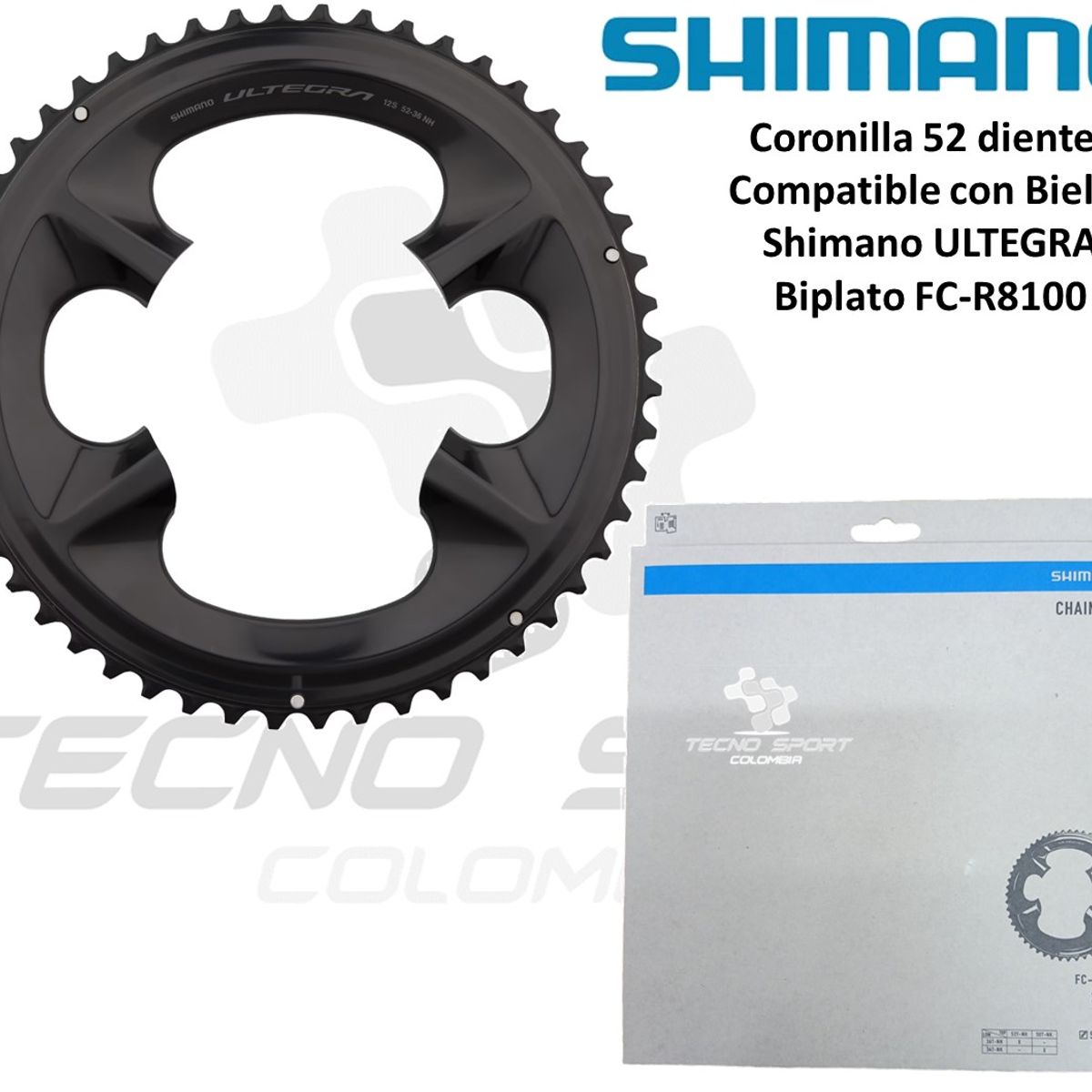 SHIMANO - Plato Coronilla Shimano Ultegra R8100 12v Biplato 52 Dientes