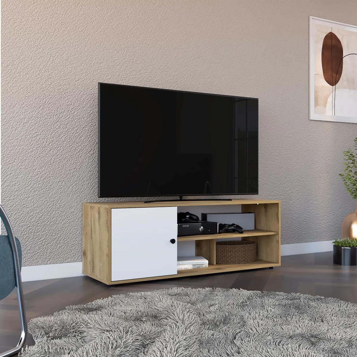 RTA MUEBLES - Rack TV Noah Macadamia y Blanco RMB 9138 RTA_.