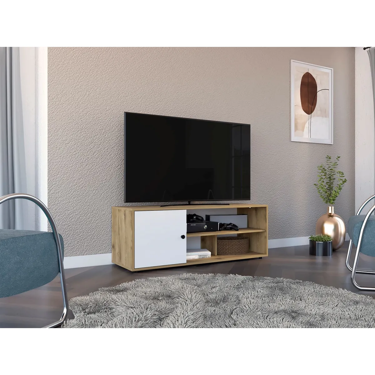 RTA MUEBLES - Rack TV Noah Macadamia y Blanco RMB 9138 RTA_.