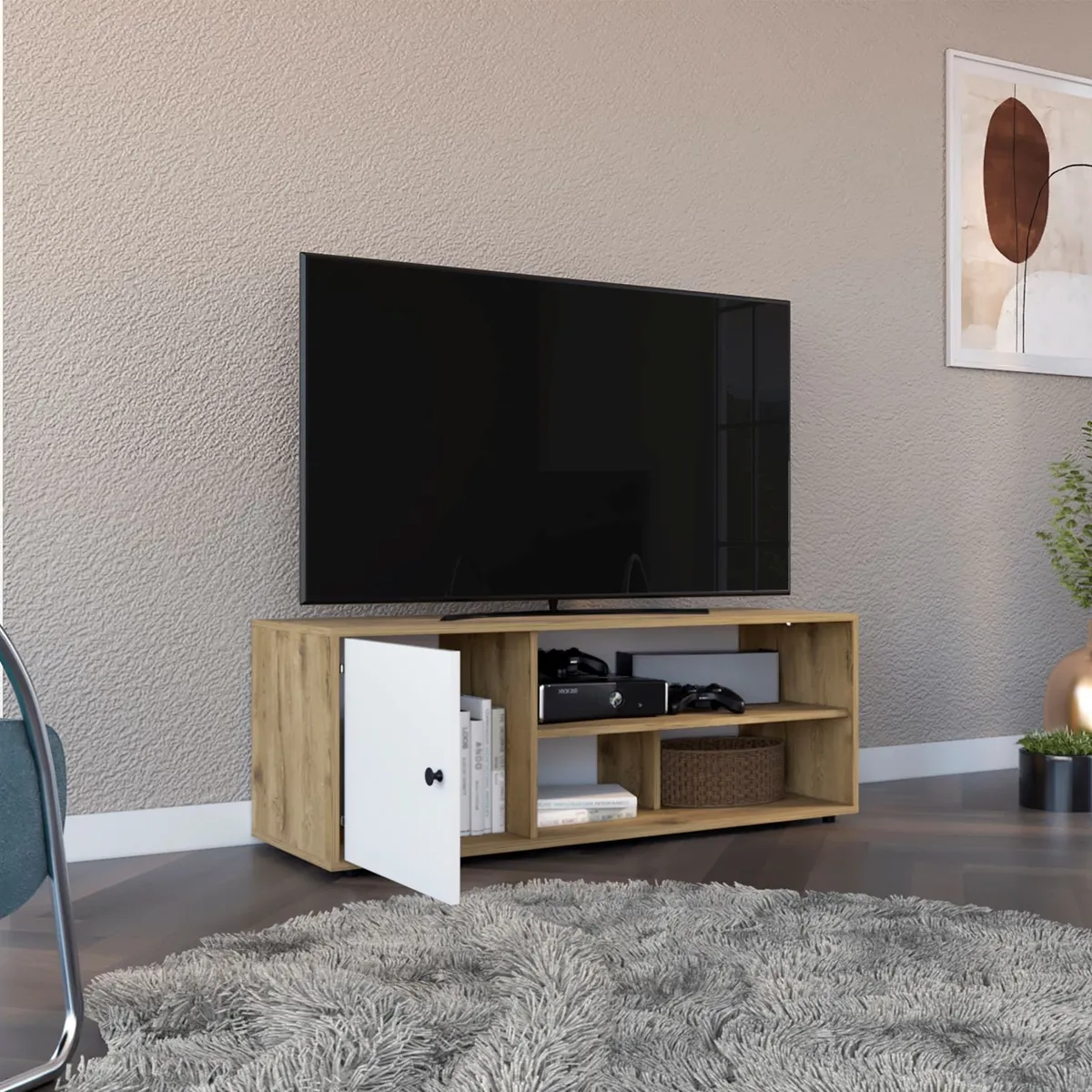 RTA MUEBLES - Rack TV Noah Macadamia y Blanco RMB 9138 RTA_.