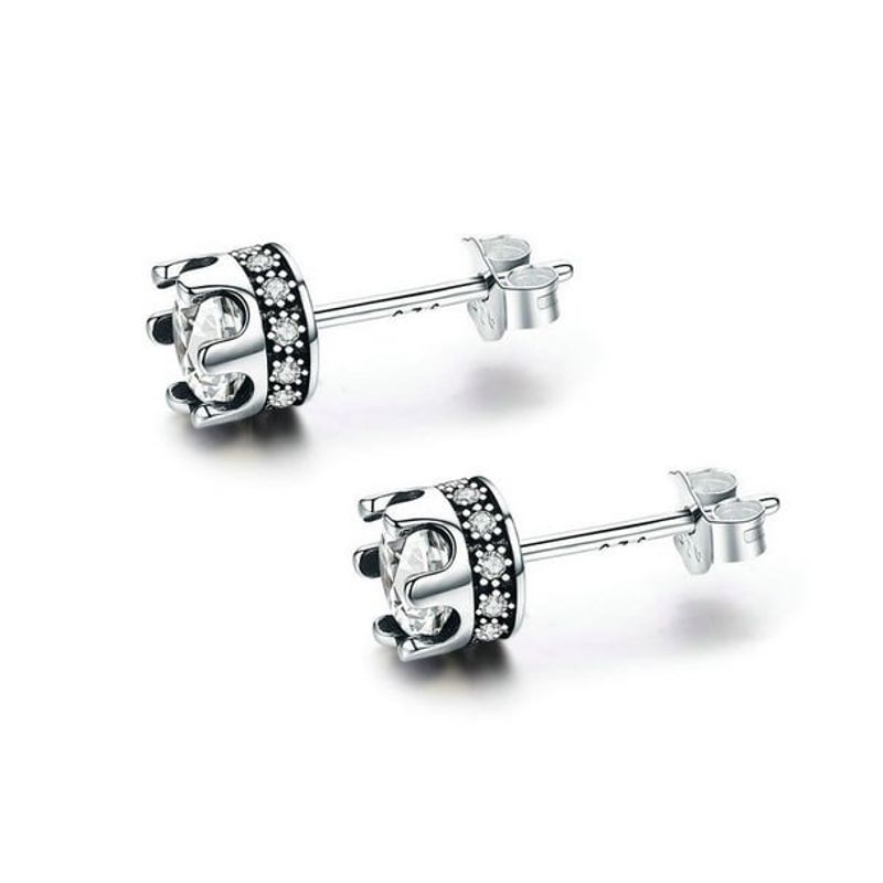 ALHAJAS - Aretes Para Mujer Corona Reina Fabricados En Plata 925_.