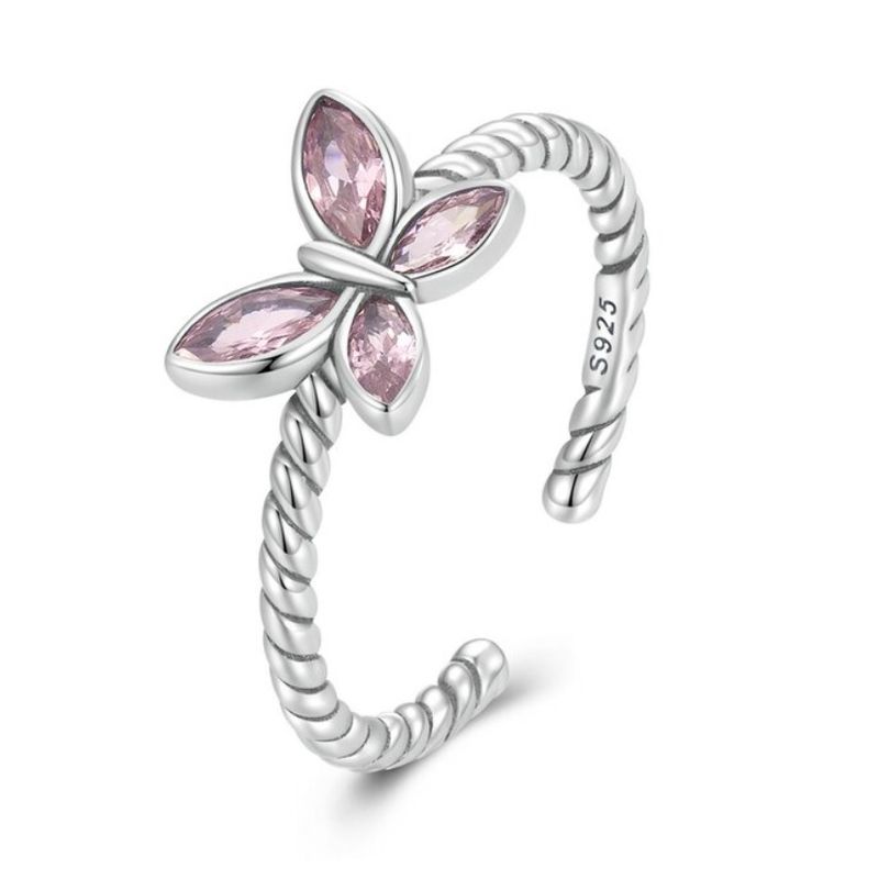 ALHAJAS - Anillo Ajustable Para Niña O Mujer Mariposa Fabricado En Plata 925