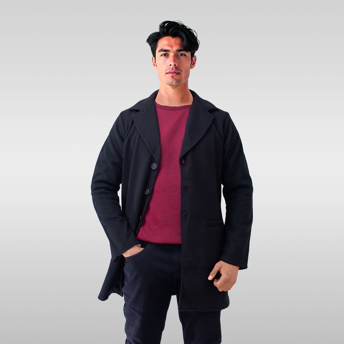 SYK - Blazer Cardigan Para Hombre Unicolor