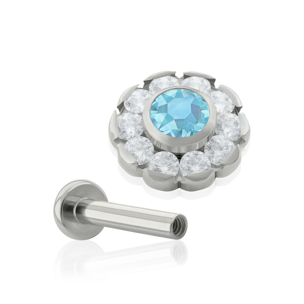 AGHA JEWELRY - Titanio Aretes Piercing Flor en forma de Sol Cristal Zirconia Cúbica para Lóbulo