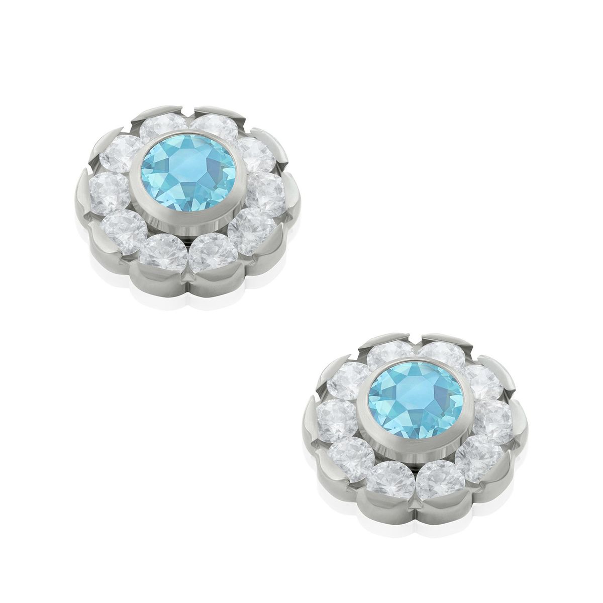 AGHA JEWELRY - Titanio Aretes Piercing Flor en forma de Sol Cristal Zirconia Cúbica para Lóbulo