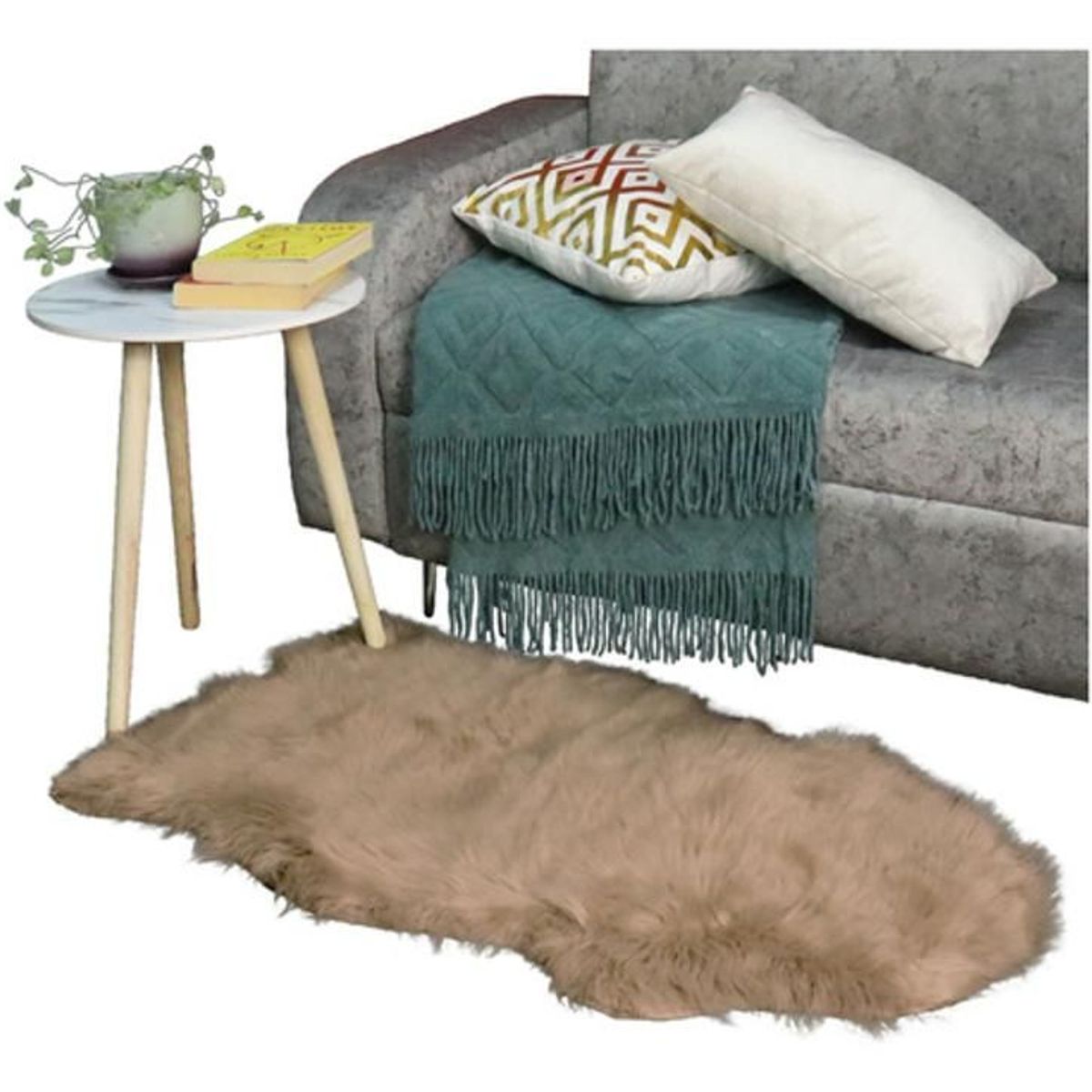 DIMATEX LEON - Tapete Alfombra Peluda Suave Decorativo 100x58cm Kaki Refboreal