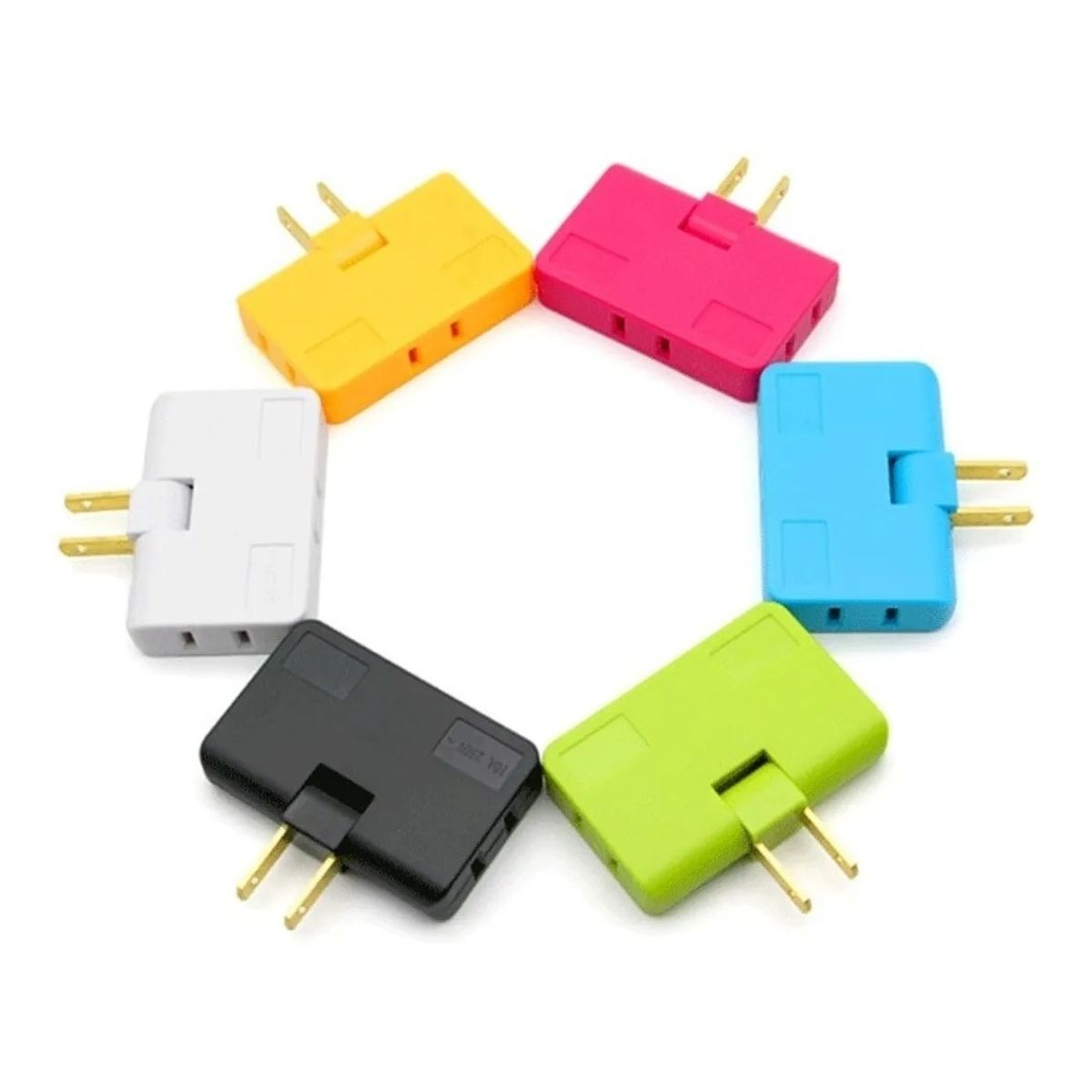 GENERICO - Toma Corriente 3 Puestos Adaptador Giratorio 180° Salidas