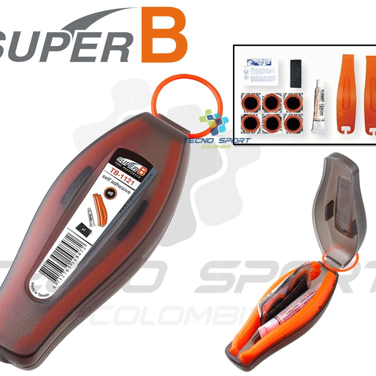 SUPER B - Kit Parche Bicicleta + Palanca Super B Con Pegamento 9pzs