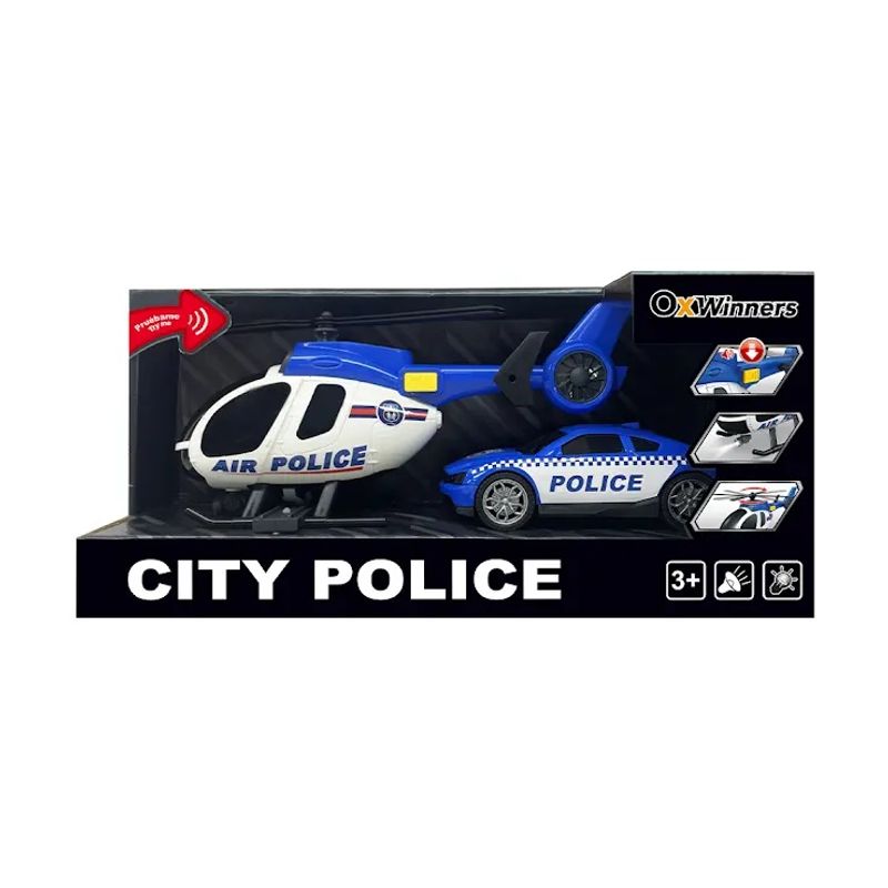 OX TOYS - Set helicóptero carro policía fricción luces sonido OW24128