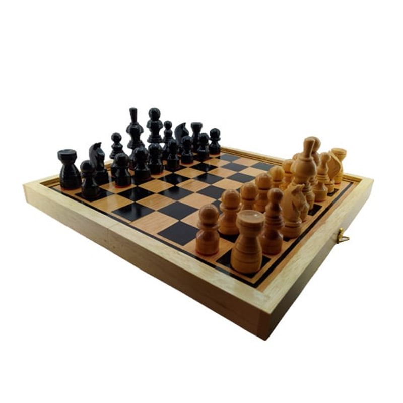 IMPORTACIONES UNIVERSO - Ajedrez De Madera Portable Tipo Cajan 25cm Mediano