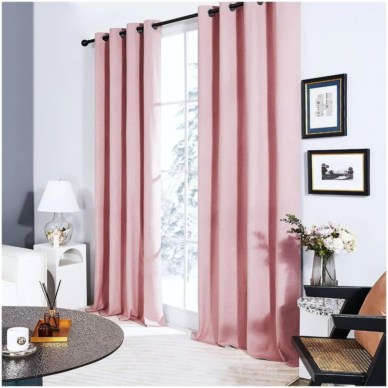 ONE PIXEL - Combo Cortinas Blackout Anti Luz 2 Paños 140x225 100% Oscura - Rosado