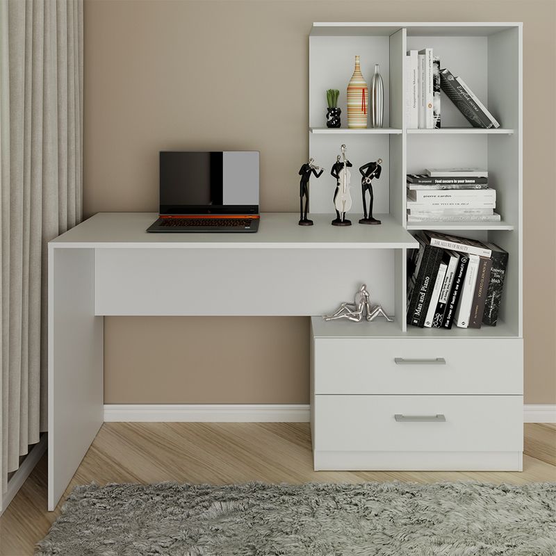 MUEBLES 2020 - Escritorio  Biblioteca Poli Blanco