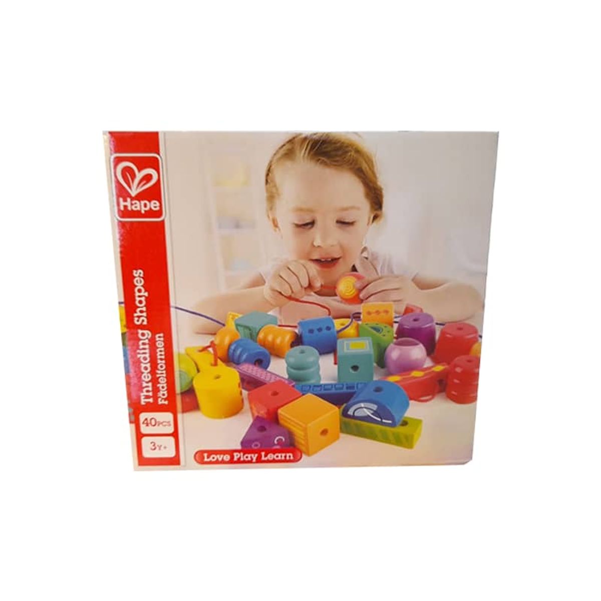HAPE - Set Motricidad Figuras Enhebrar Colores Forma 40 Piezas