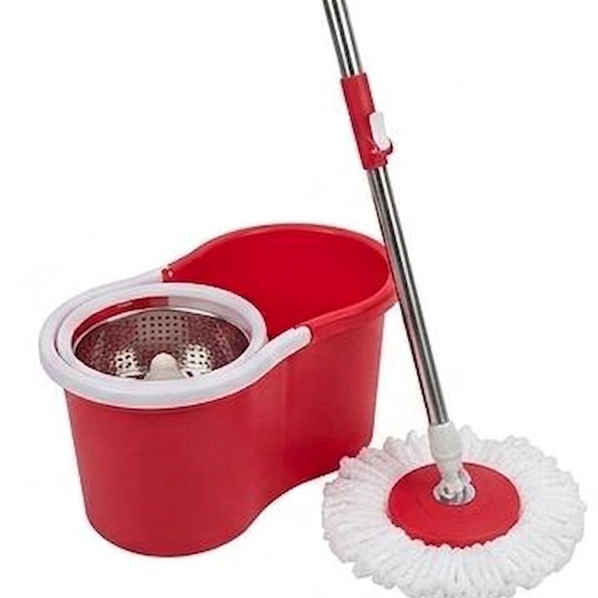 INFANTILES CAJUROMIX - Trapero Giratorio 360 Acero Inoxidable + Repuesto Con Balde Rojo