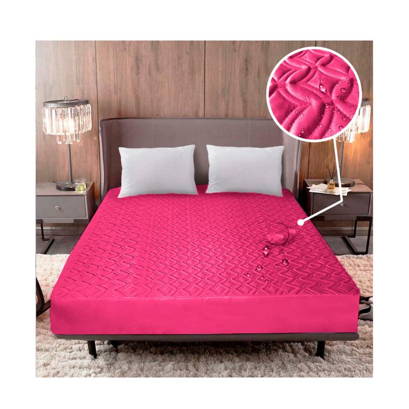 LENCICOL - Protector Colchón Impermeable Doble Fucsia