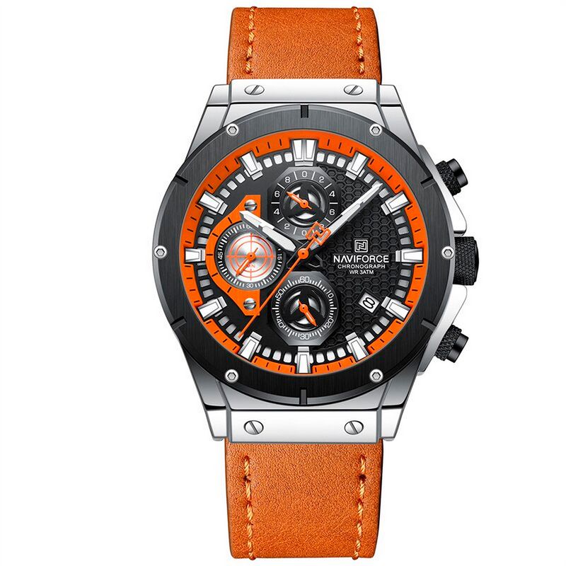 NAVIFORCE - Reloj Naviforce Original Nf 8027 Cuero Hombre + Estuche