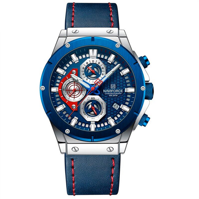 NAVIFORCE - Reloj Naviforce Original Nf 8027 Cuero Hombre + Estuche