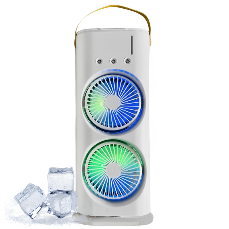 GENERICO - Aire Acondicionado Doble Portátil Recargable 3 En 1 Luz Led