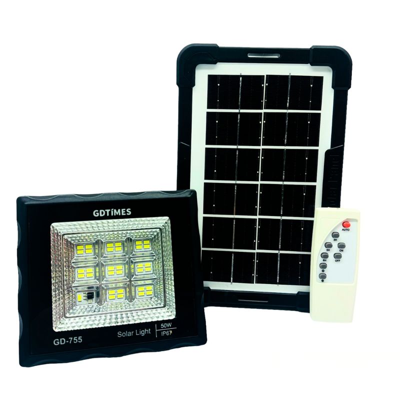 GENERICO - Lampara Reflector Solar 50w Control Remoto Gd Plus Gd755