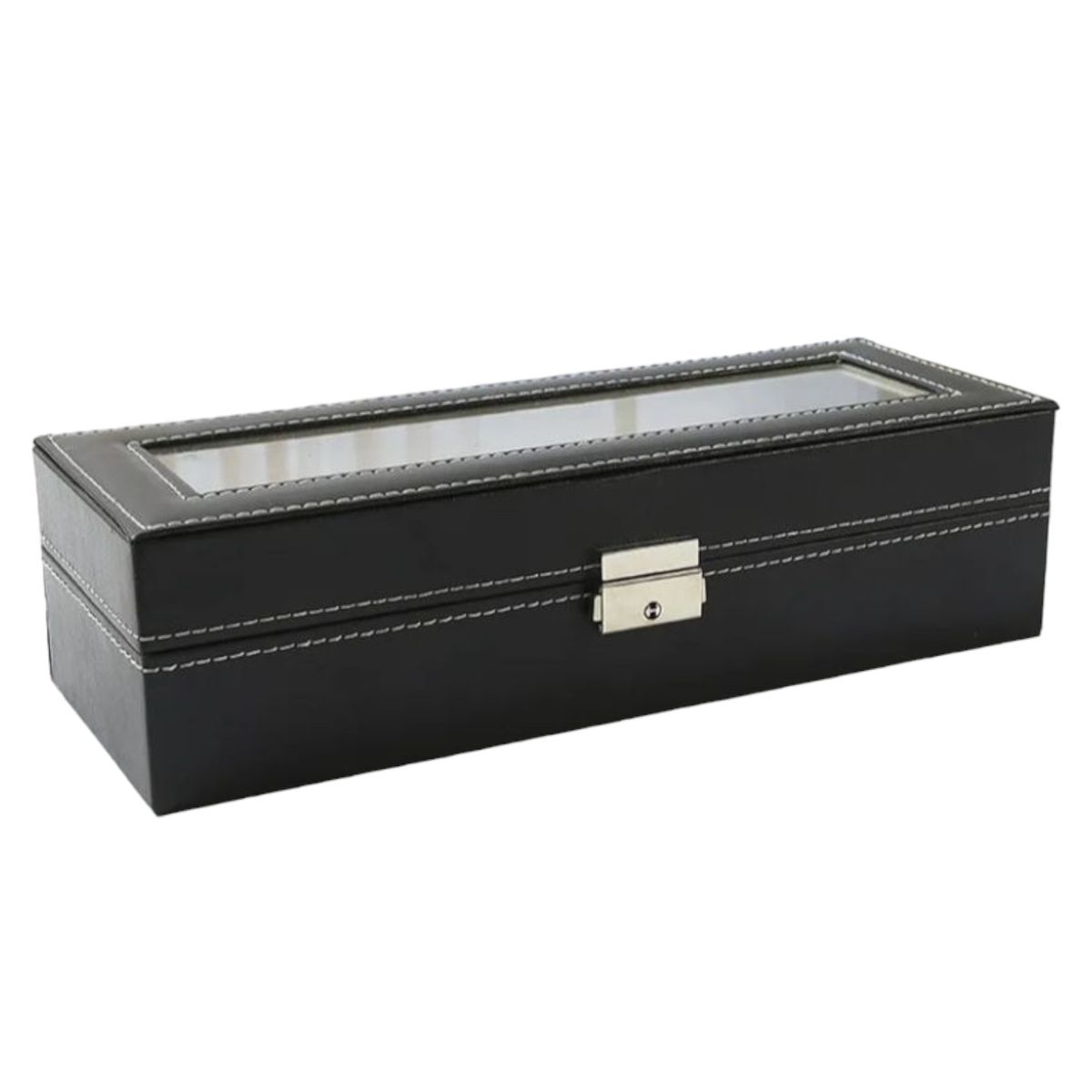 GENERICO - Estuche Caja Organizadora 6 Relojes En Cuero Negro Sintético