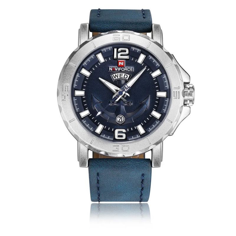 NAVIFORCE - Reloj Naviforce Original Nf 9122 Cuero Ancla + Estuche