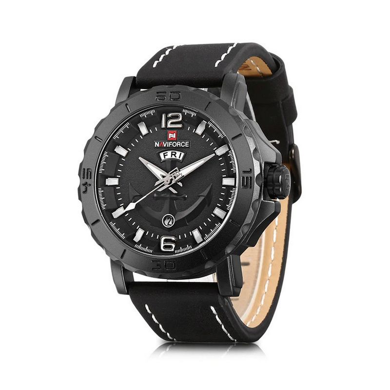 NAVIFORCE - Reloj Naviforce Original Nf 9122 Cuero Ancla + Estuche