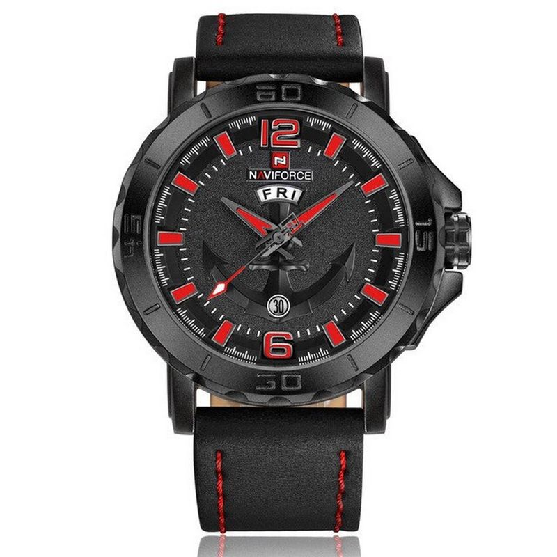 NAVIFORCE - Reloj Naviforce Original Nf 9122 Cuero Ancla + Estuche