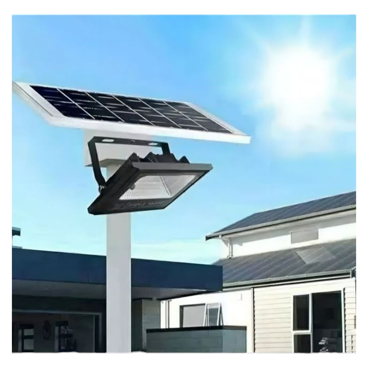 GENERICO - Foco Reflector + Panel Solar 500w + Control Remoto Para Exterior