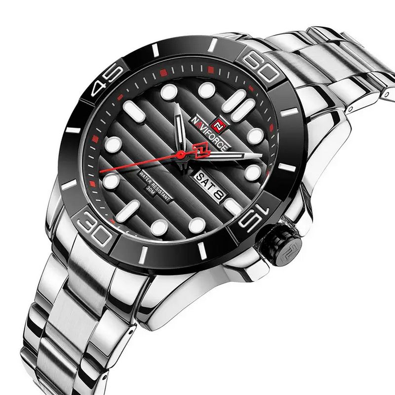 NAVIFORCE - Reloj Naviforce Original Nf 9198 Acero Inoxidable + Estuche
