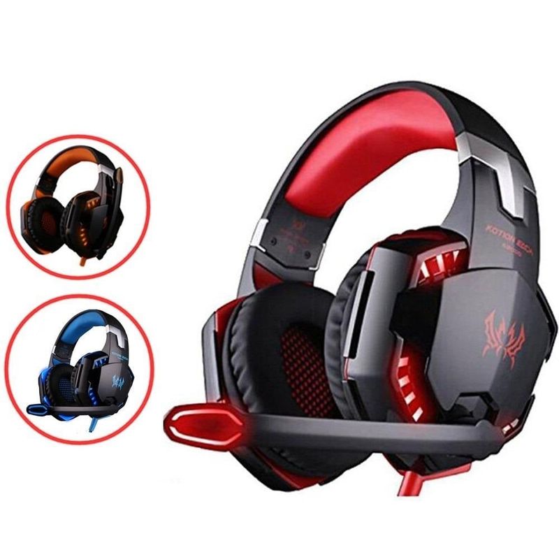 GENERICO - Audifonos Diadema Gamer G2000 Con Microfono ROJO