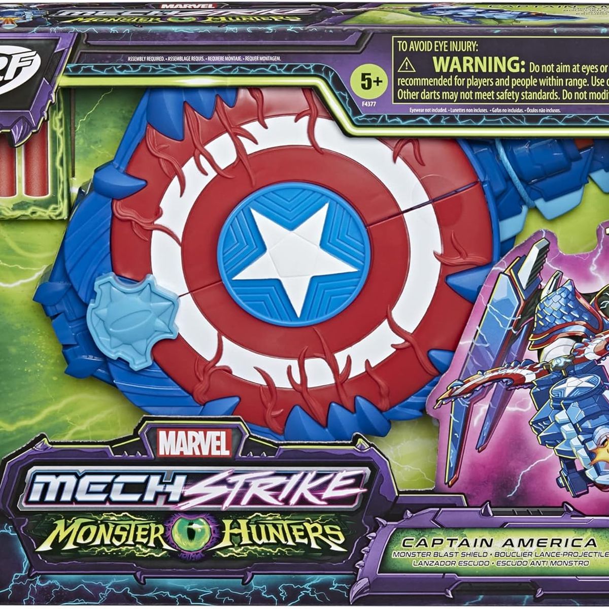 NERF NIÑAS - Lanzador Nerf Mech Strike Marvel Escudo Capitán America