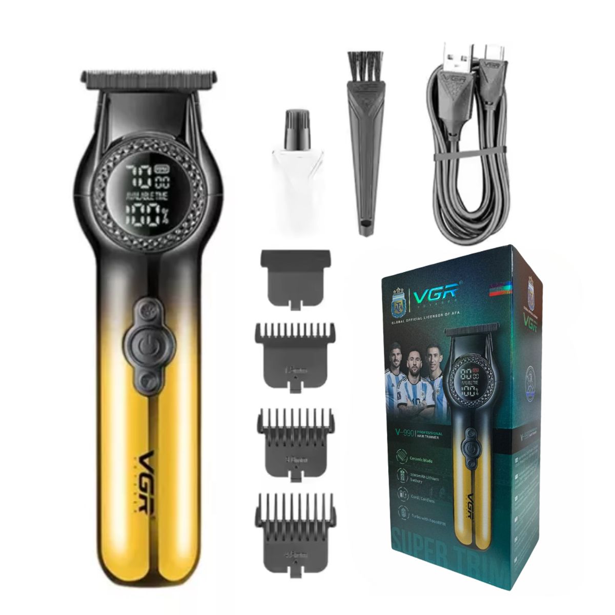 VGR - Patillera Recargable Recortadora Para La Barba Vgr V990 Led