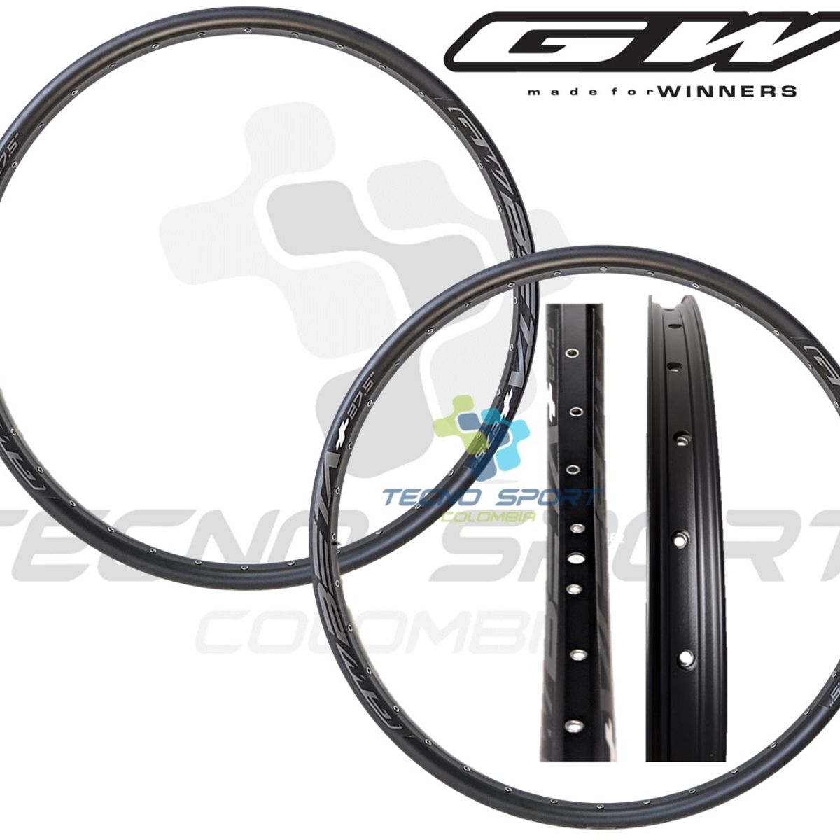 GW - Rin Gw 27.5 Aro Bicicleta Mtb Alum Reforzado Doble Pared X2