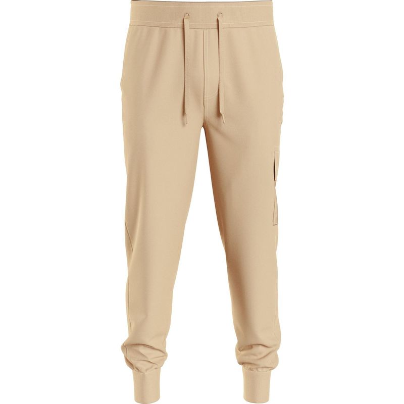 CALVIN KLEIN - Jogger Beige Badge Con Bolsillo Cargo Calvin Klein