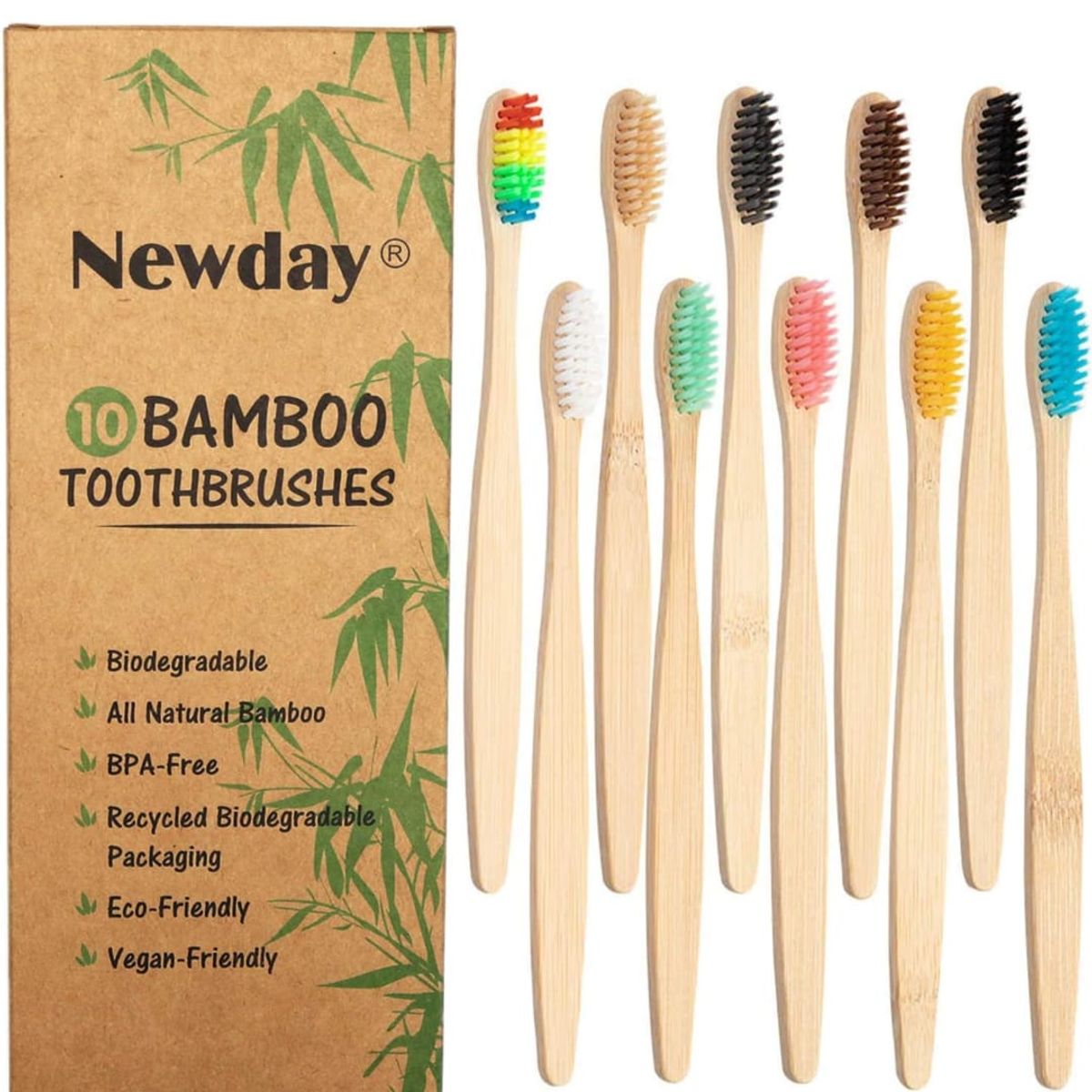 GENERICO - Cepillo de dientes de bambú x 10 unidades