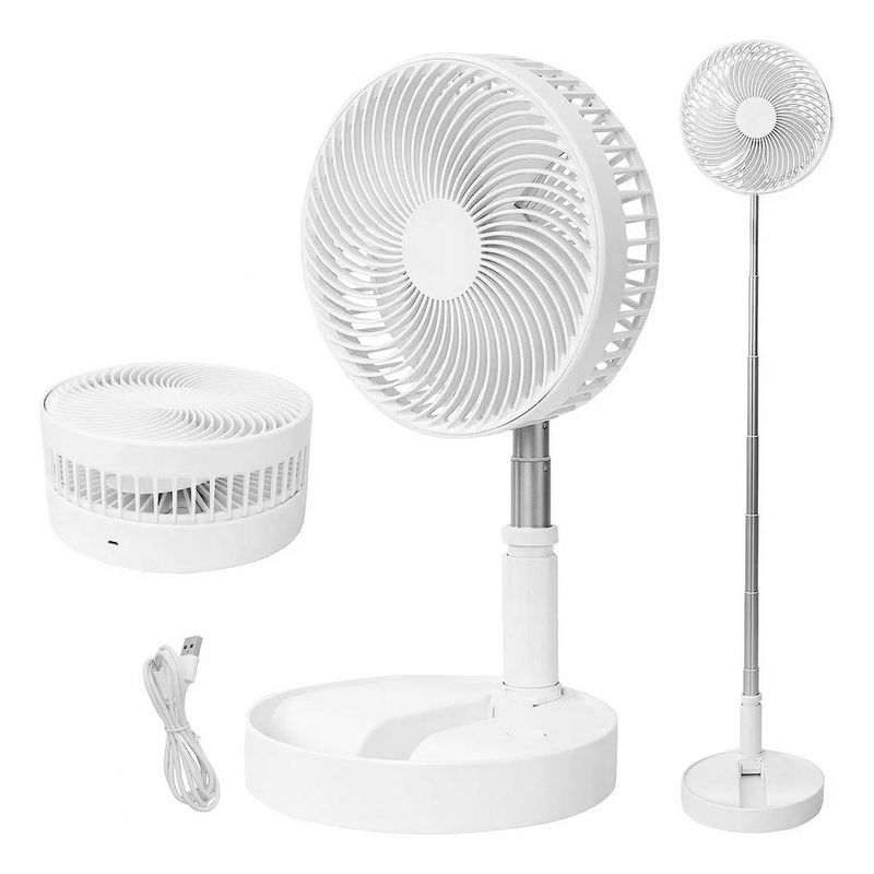 GENERICO - Ventilador Abanico Electrico Plegable Recargable Con Luz Led