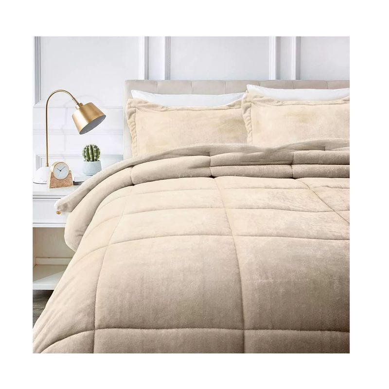 DCOR - Cubrelecho Edredón King Térmico Ovejero Piel de Conejo Beige