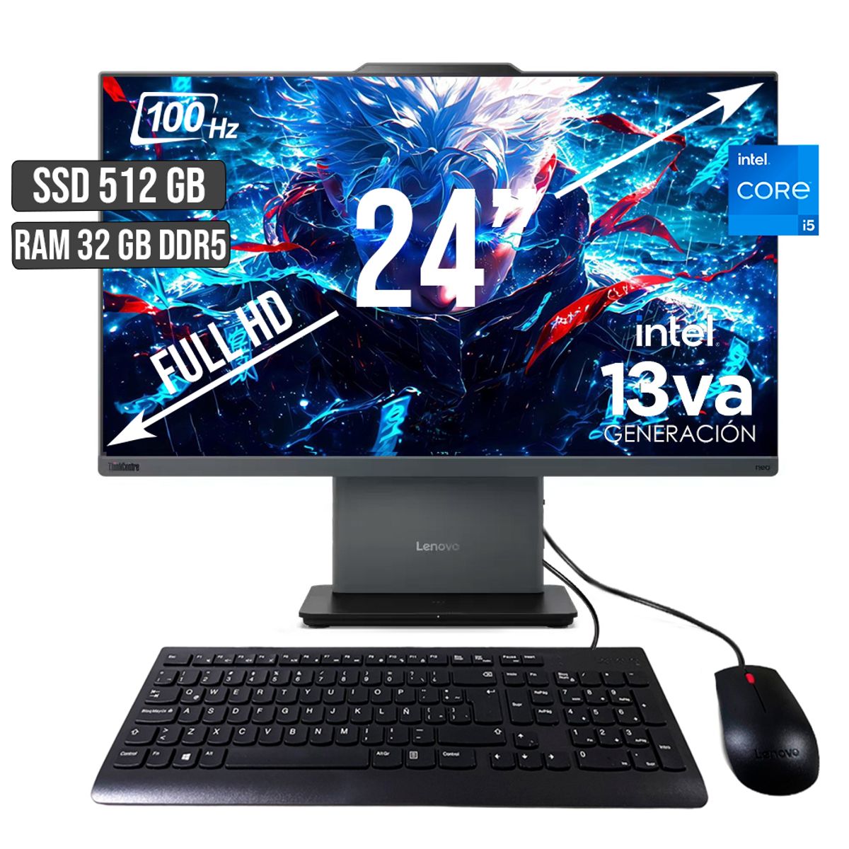 LENOVO - TODO EN UNO LENOVO NEO 50A INTEL CORE I5-13420H SSD 512GB RAM 32GB LED 24 FHD