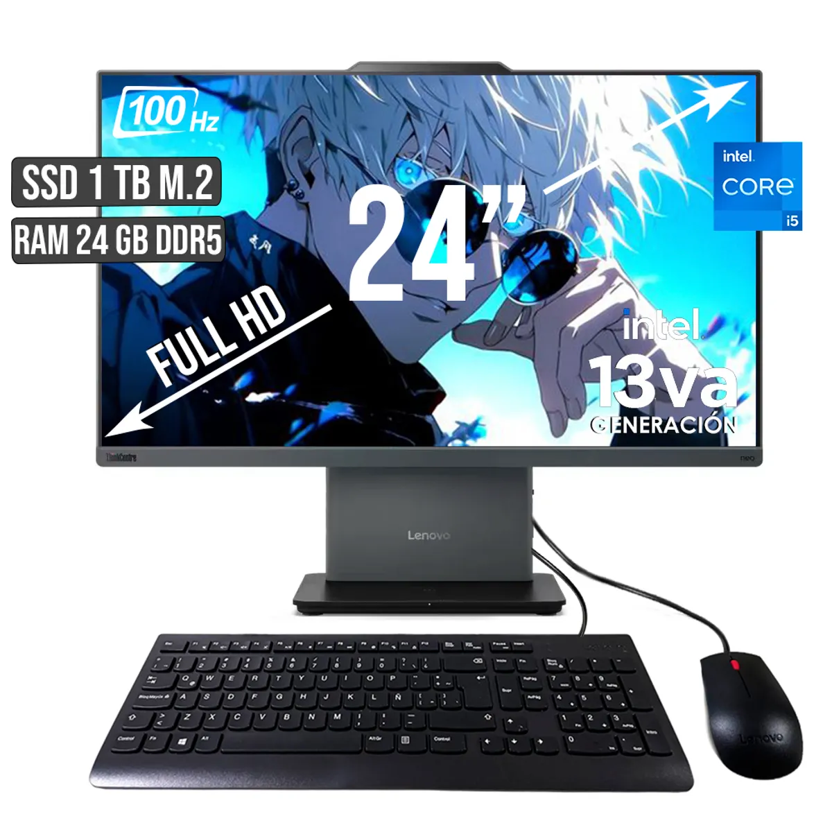 LENOVO - TODO EN UNO LENOVO NEO 50A INTEL CORE I5-13420H SSD 1TB RAM 24GB LED 24 FHD