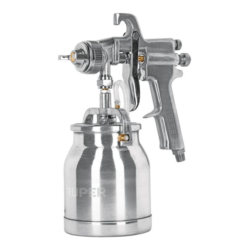 TRUPER - Pistola para pintar succión 2 válvulas 1.8 mm 1000 ml Truper