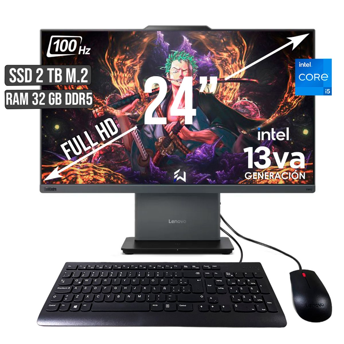 LENOVO - TODO EN UNO LENOVO NEO 50A INTEL CORE I5-13420H SSD 2TB RAM 32GB LED 24 FHD