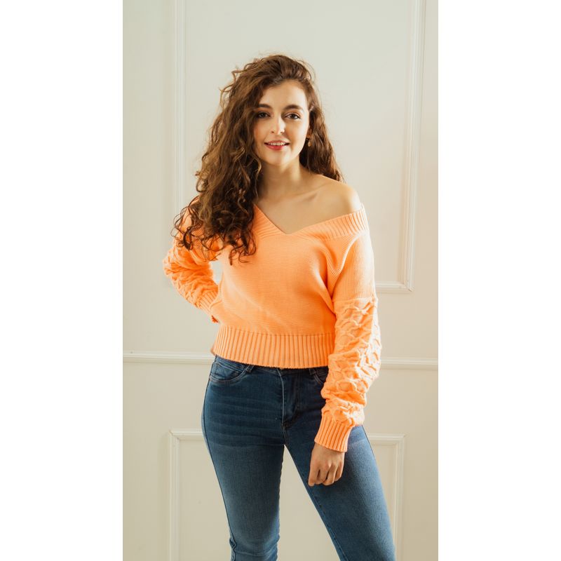 HIGHLAND - Sweater Dan Color Mandarina.