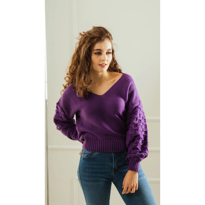 HIGHLAND - Sweater Dan Color Morado.