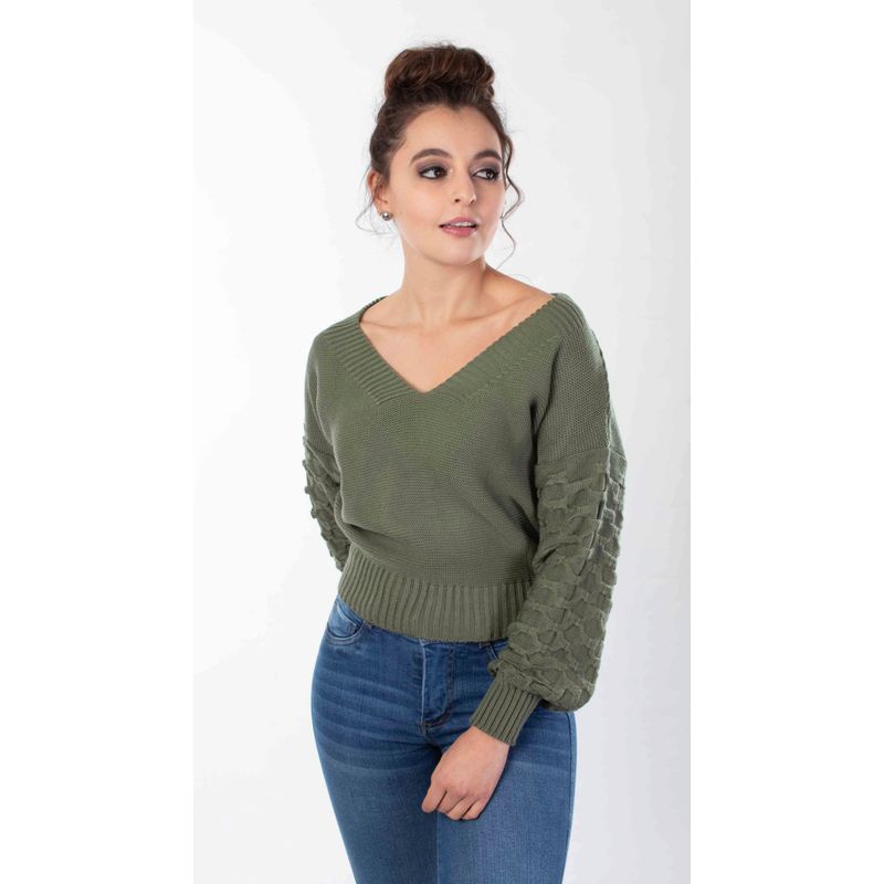 HIGHLAND - Sweater Dan Color Verde oliva.