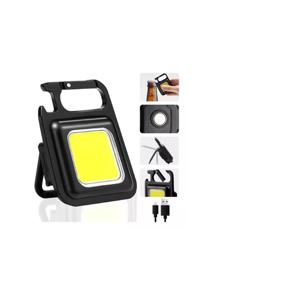 GENERICO - Mini linterna LED recargable con llavero USB abredor magnético